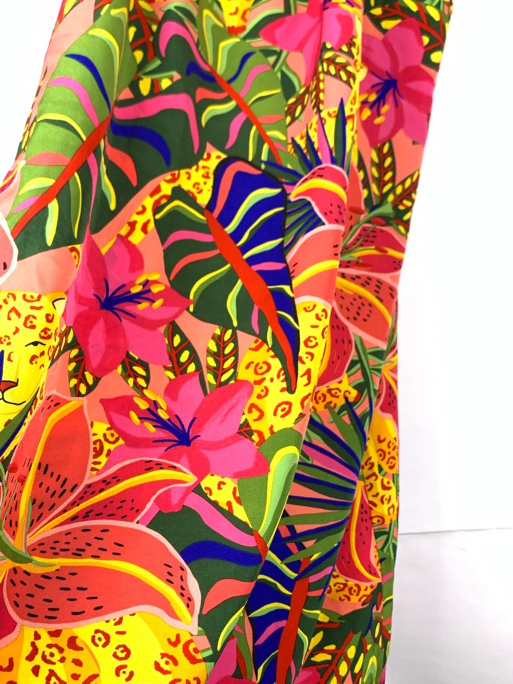 SHEIN Dress Women L Tropical Floral Jungle Print Halter Tie Neck Midi - Picture 4 of 10